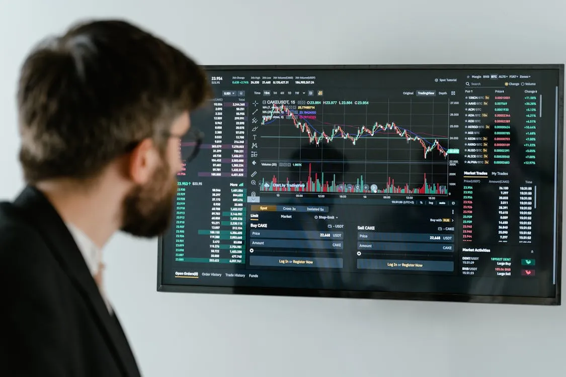 Multiple screens showing data and analytics dashboards